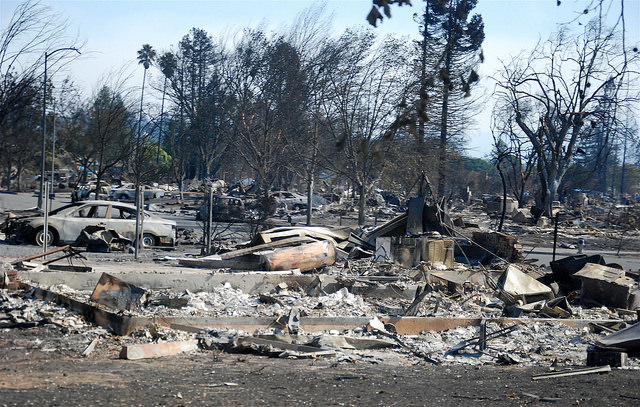 Damage from Sonoma wildfires in Santa Rosa
